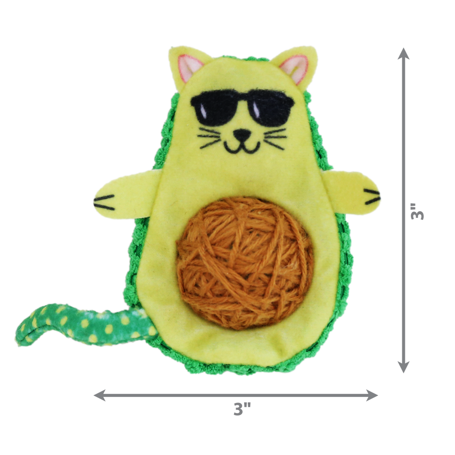 3 x 3 inches size of KONG Wrangler Avocato Cat Toy