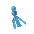 KONG Wubba Puppy Dog Toy in light blue, featuring a durable fabric-covered ball with a smaller ball on top, and long floppy tails for interactive tugging and shaking. The 'KONG Wubba' logo is printed on the fabric, making it an engaging toy designed for puppies.