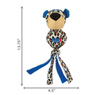 4.5 x 13.75 inches size of KONG Wubba Zoo Cheetah Dog Toy with blue accent