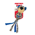 Front packaging of KONG Wubba Zoo Cheetah Dog Toy with blue accent