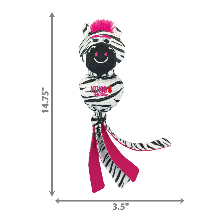3.5 x 14.75 inches size of KONG Wubba Zoo Zebra Dog Toy