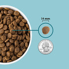 Kibble size is 14 mm.