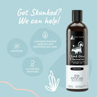 Kin + Kind Skunk Odor Eliminator Pet Shampoo is scent-free, with activated charcoal to eliminate odor &  has no harmful chemicals