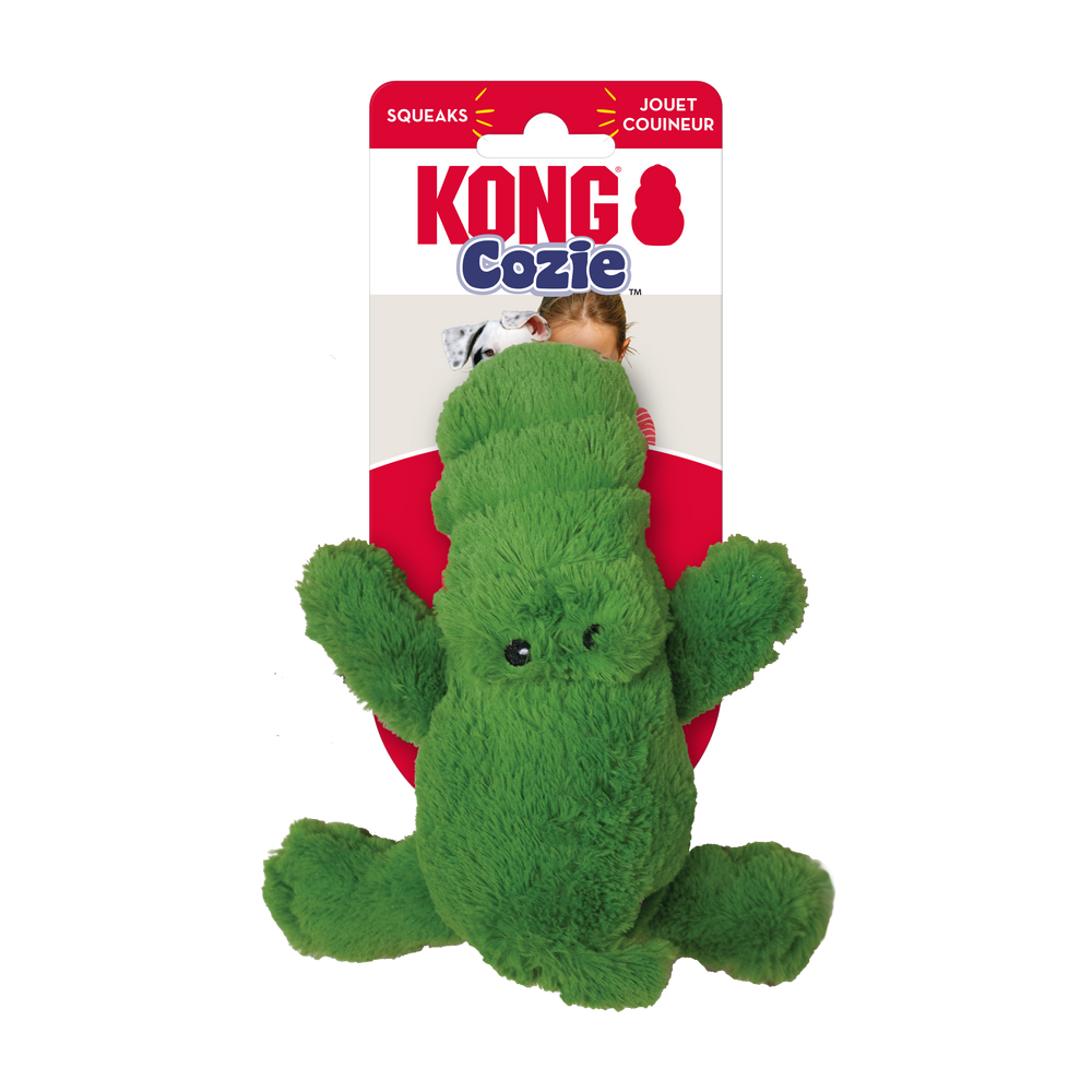 Kong Cozie Ali Alligator Medium Dog Toy, Front Packaging
