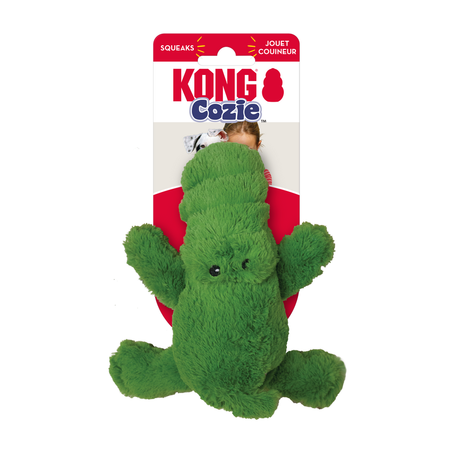 Kong Cozie Ali Alligator Medium Dog Toy, Front Packaging