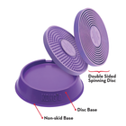 Kong Licks Spinz Dog Toy Purple include parts like double-sided spinning disc, disc base and non-skid base  and is removable for easy cleaning.