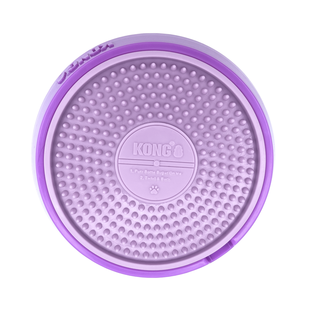Top View of Kong Licks Spinz Dog Toy Purple