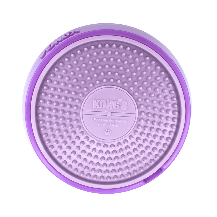 Top View of Kong Licks Spinz Dog Toy Purple