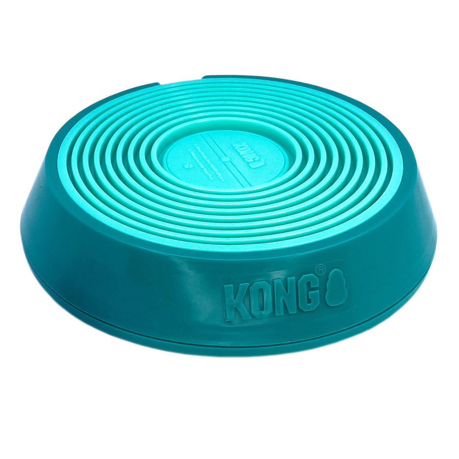 Front View of Kong Licks Spinz Dog Toy Teal