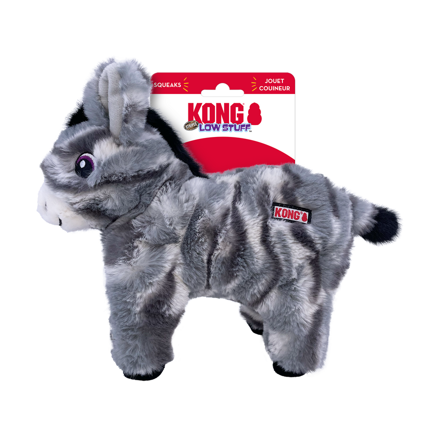 KONG Low Stuff Stripes Donkey Plush Dog Toy