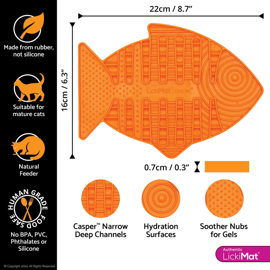 LickiMat Casper Slow Feeder Pet Bow Orange