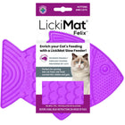 Front of LickiMat Felix Slow Feeder Cat Food Bowl Purple Tray Package