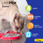LickiMat Slomo Red and Gray Slow Feeder Cat Bowl with key features displayed