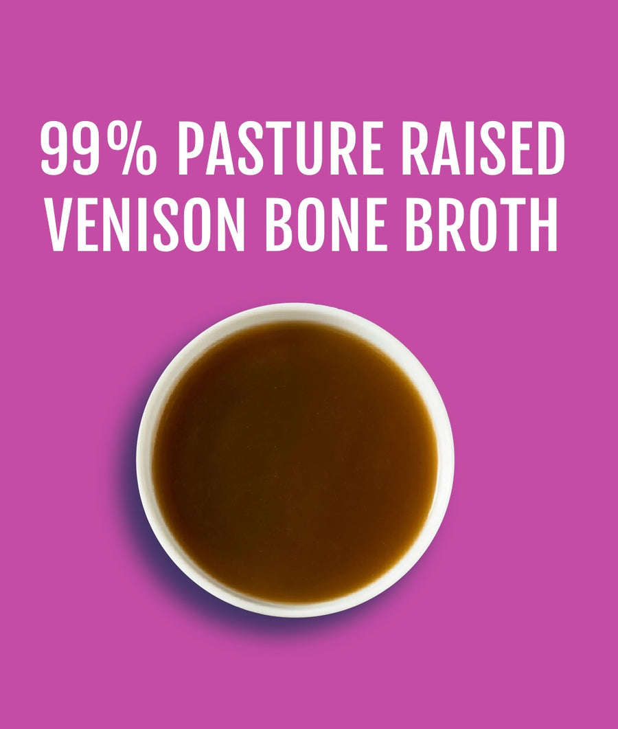 99% Pasture Raised Vension Bone Broth.