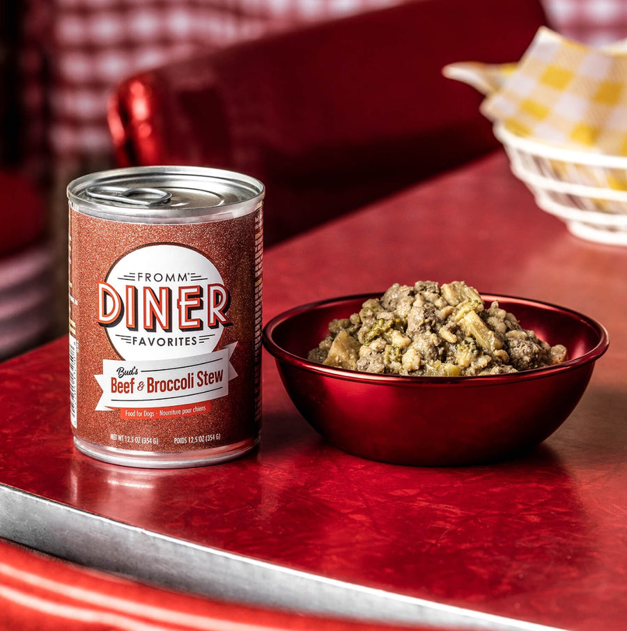 Fromm Diner Favorites Bud's Beef & Broccoli Stew Canned Dog Food.