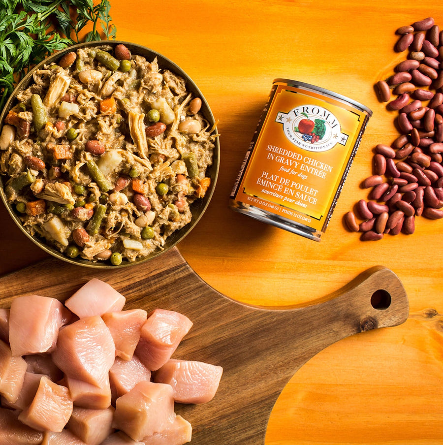 Fromm Four-Star Nutritionals Shredded Chicken in Gravy Entree Food for Dogs.