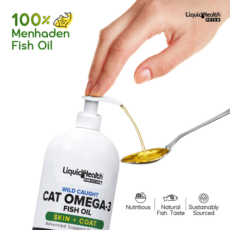 100% Menhaden Fish Oil for Liquid Health Purr-Fection Omega-3 Fish Oil For Cats