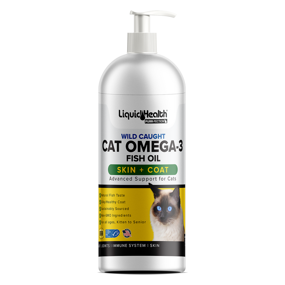 Front bottle of Liquid Health Purr-Fection Omega-3 Fish Oil For Cats 