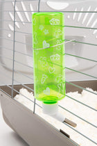 Lixit Critter Brite Small Animal Water Bottle Green Attached to a cage
