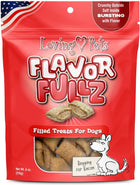 Front Pouch of Loving Pets Flavorfullz Bacon Filled Dog Treats 6oz