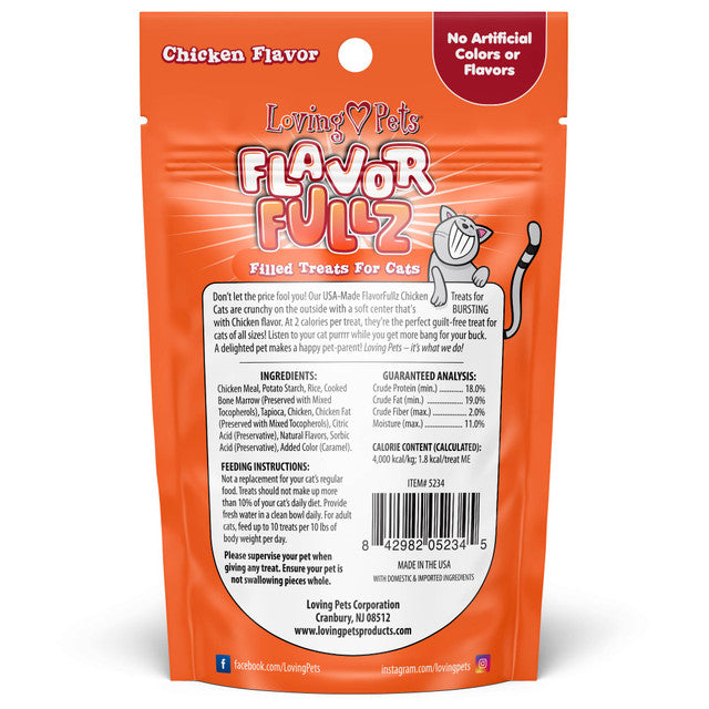 Back Pouch of Loving Pets Flavorfullz Chicken Filled Cat Treats 3oz