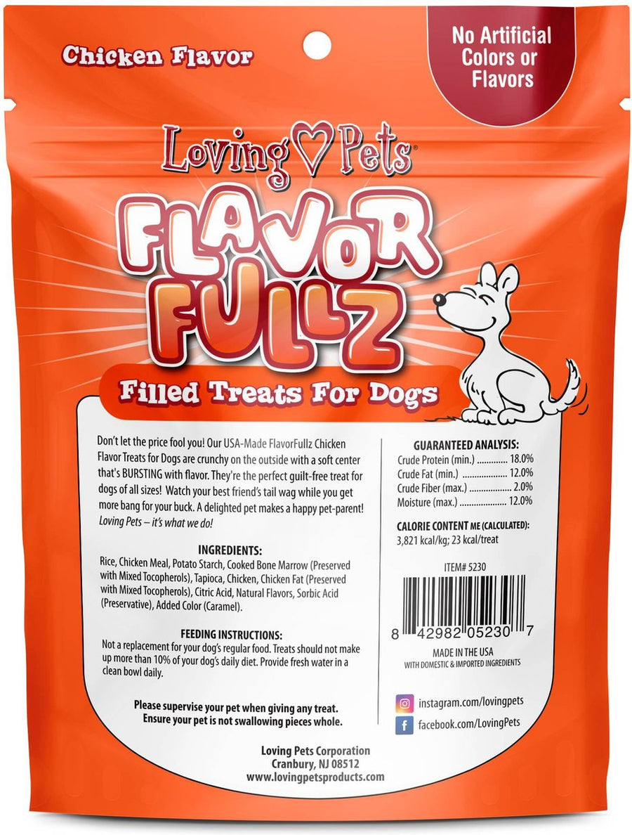 Back Pouch of Loving Pets Flavorfullz Chicken Filled Dog Treats 6oz