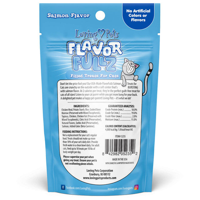 Back Pouch of Loving Pets Flavorfullz Salmon Filled Cat Treats 3oz