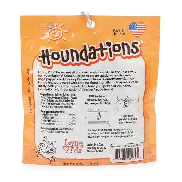 Back pouch of Loving Pets Houndations Grain Free Salmon Training Dog Treats 4oz