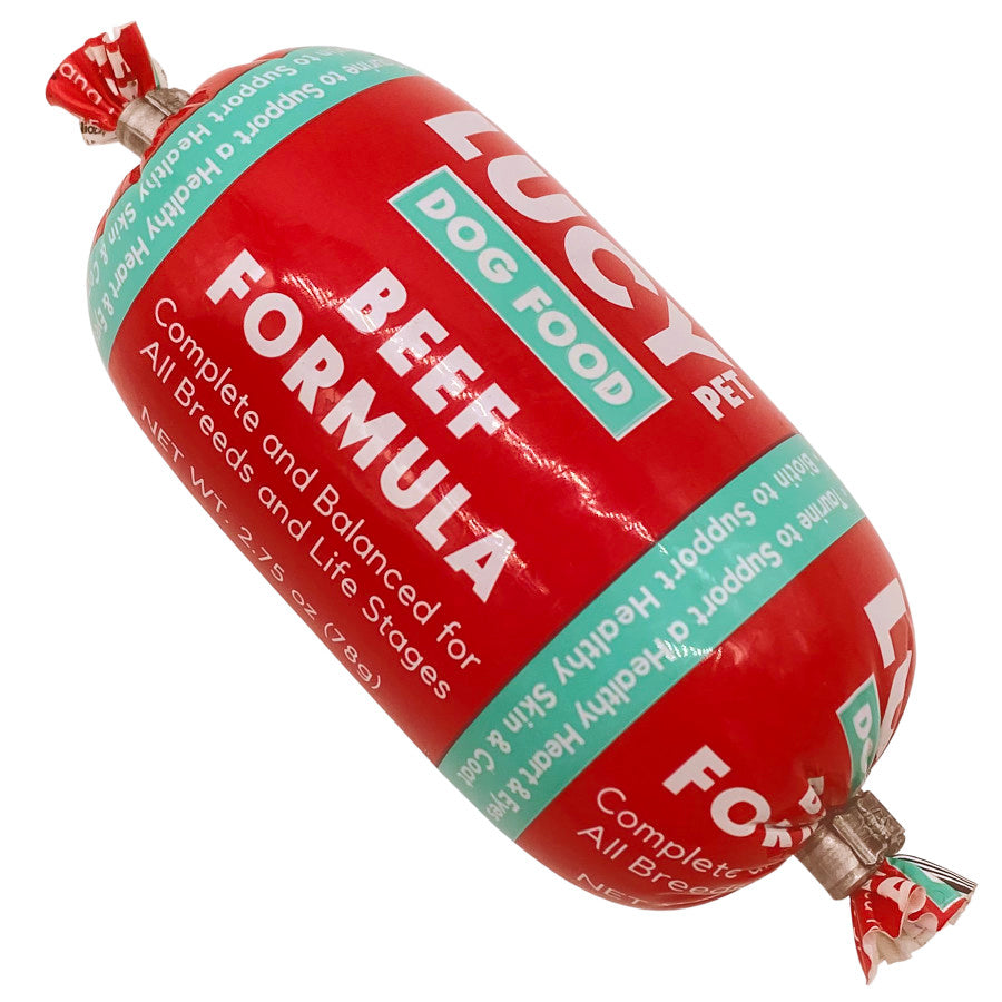 Lucy Pet Products Dog Food Roll Beef, Front packaging
