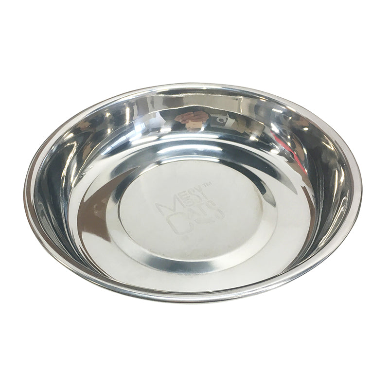 Stainless steel bowl on a white background