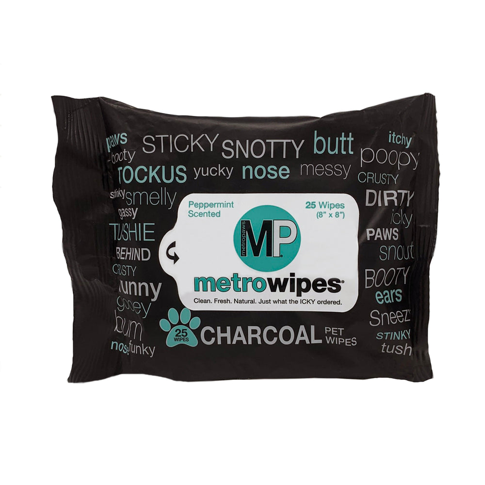 MetroWipes Charcoal 25 Count front. 