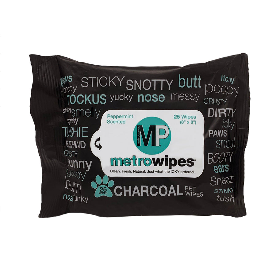 MetroWipes Charcoal 25 Count front. 