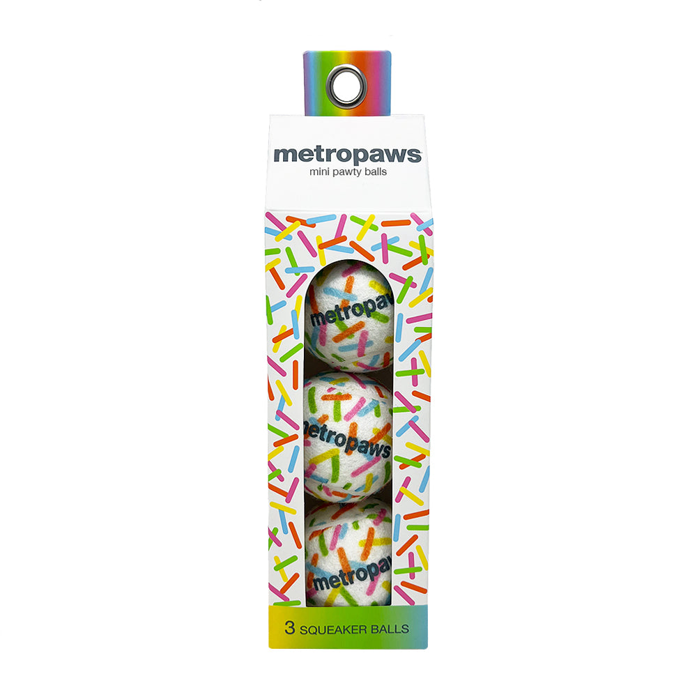 Metro Paws Mini Metro Tennis Ball Dog or Cat Toy- Squeaker Pawty. 
