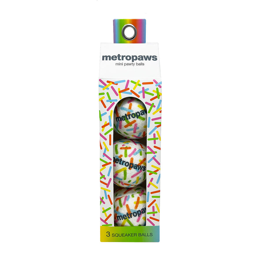 Metro Paws Mini Metro Tennis Ball Dog or Cat Toy- Squeaker Pawty. 