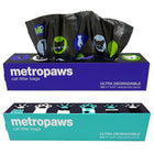 Metro Paws Poopy Packs Ultra Degradable Unscented Cat Litter Bags, 200 Count- Purple and Seafoam. 
