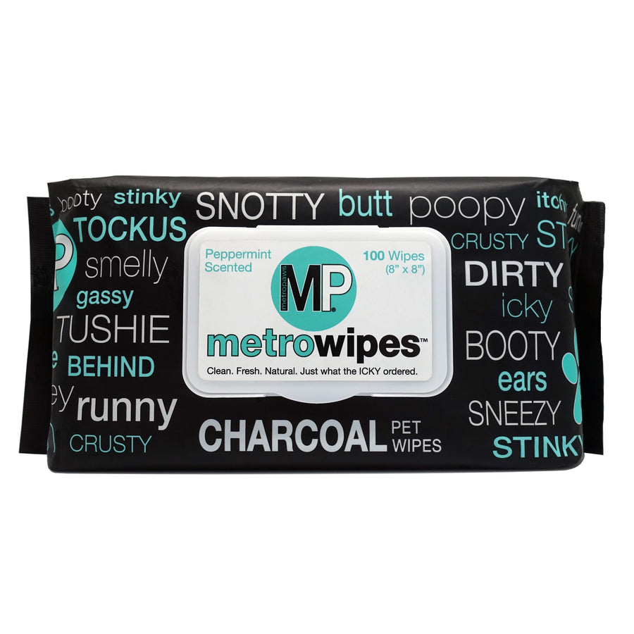 MetroWipes Charcoal 100 Count front. 