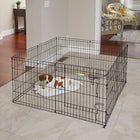 Dog inside the Midwest Contour Exercise Pen with Door in living room