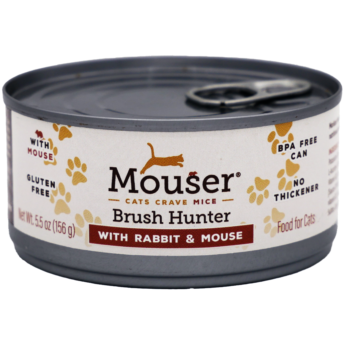 Mouser Brush Hunter Canned Cat Food. With Rabbit & Mouse. Gluten Free, BPA Free Can, No Thickener