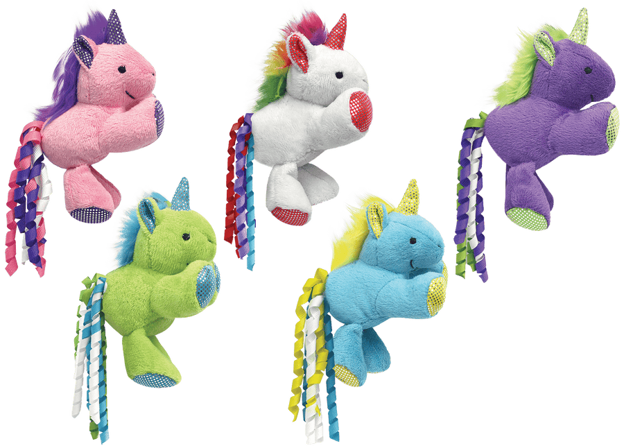 5 colors of MultiPet Unicorn Cat Toy