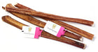 12-inch super jumbo bully sticks from Natural Dog Company, featuring thick, high-quality, all-natural beef chews designed for large or aggressive chewers. The bully sticks are odor-free and arranged neatly for display.