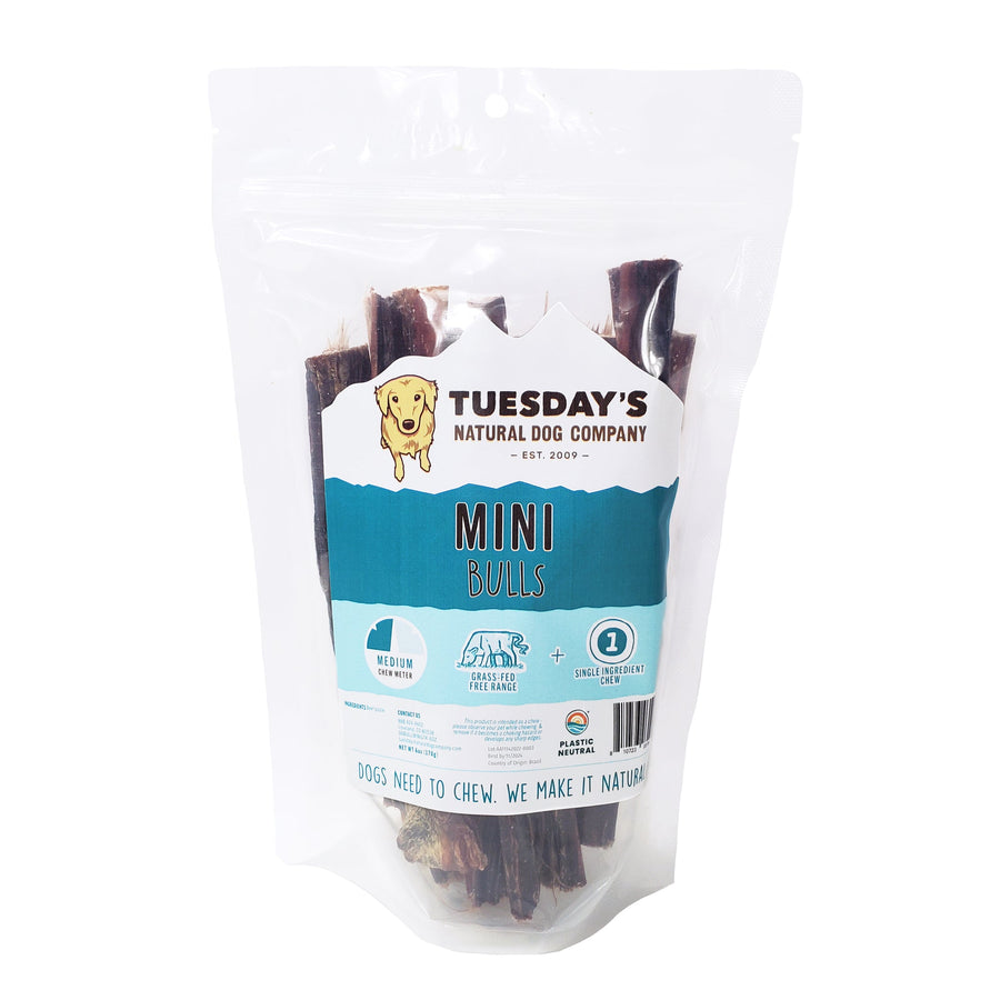 Tuesday's Natural Dog Company Mini Bulls 6oz Front of package