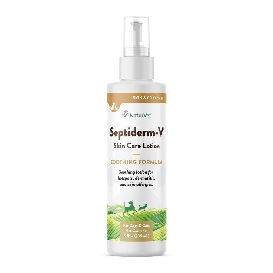 Front product photo, NaturVet SeptidermV Skin Care Lotion.