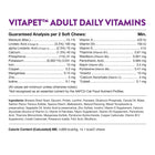 Ingredients, analysis and caloric content of NaturVet VitaPet Adult Daily Vitamins Soft Chews for Cats 