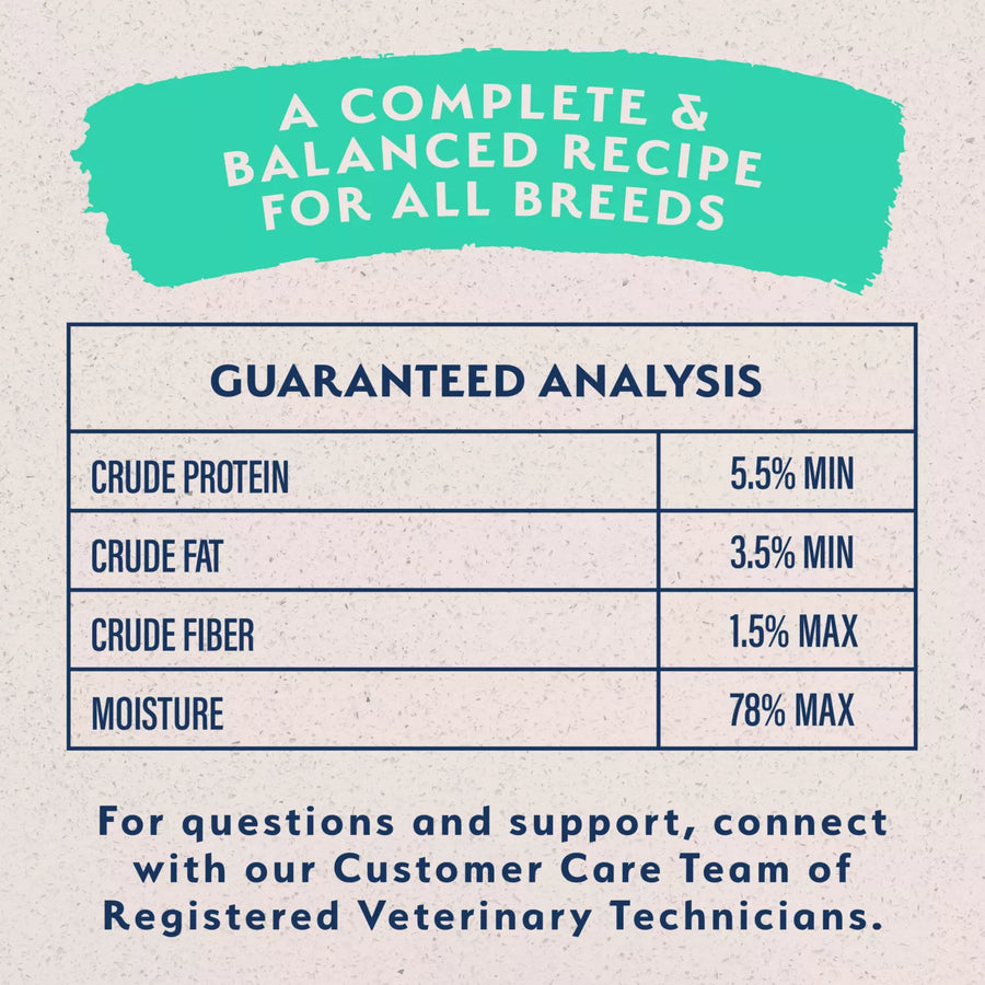 Guaranteed Analysis of Natural Balance Limited Ingredient Grain Free Chicken & Sweet Potato Recipe Dog Wet, a complete and balanced recipe for all breeds