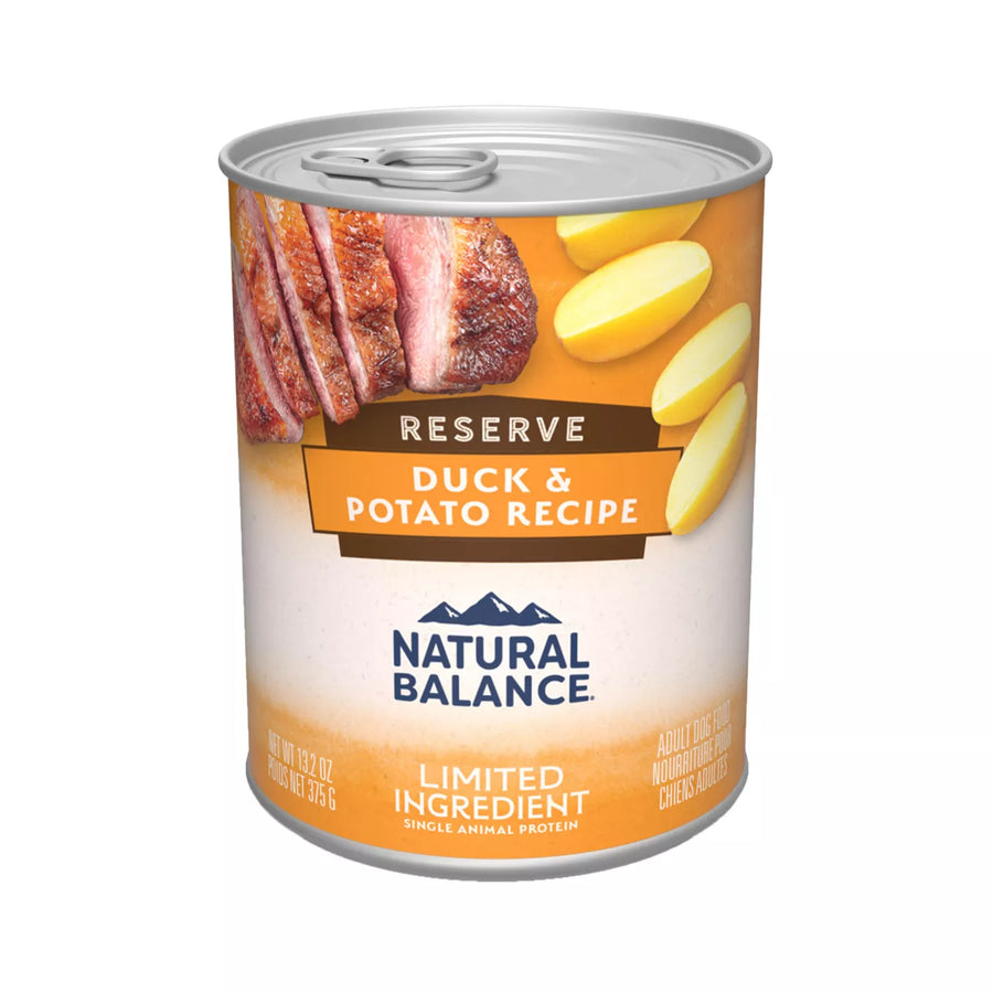 Front can of Natural Balance Limited Ingredient Grain Free Duck & Potato Recipe Dog Wet 13.2oz