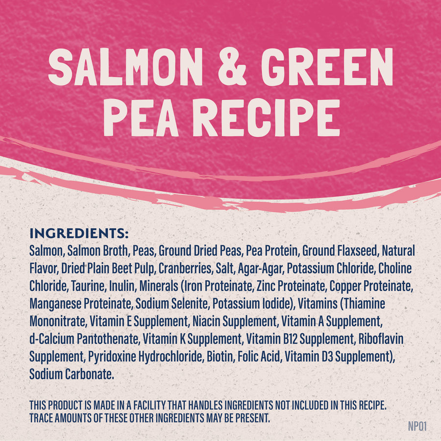 Ingredients for Natural Balance Limited Ingredient Salmon & Green Pea Recipe. 