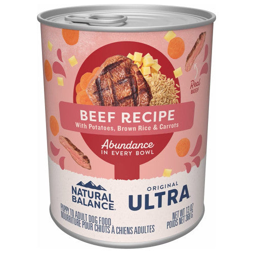 Front Can of Natural Balance Original Ultra Beef Canned Recipe Dog Wet 13oz 