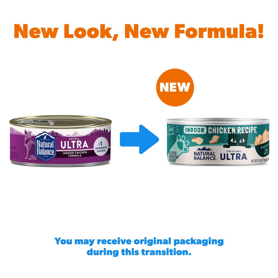 New Look & New Formula for Natural Balance Original Ultra Indoor Chicken Recipe Wet Cat Food 5.5oz