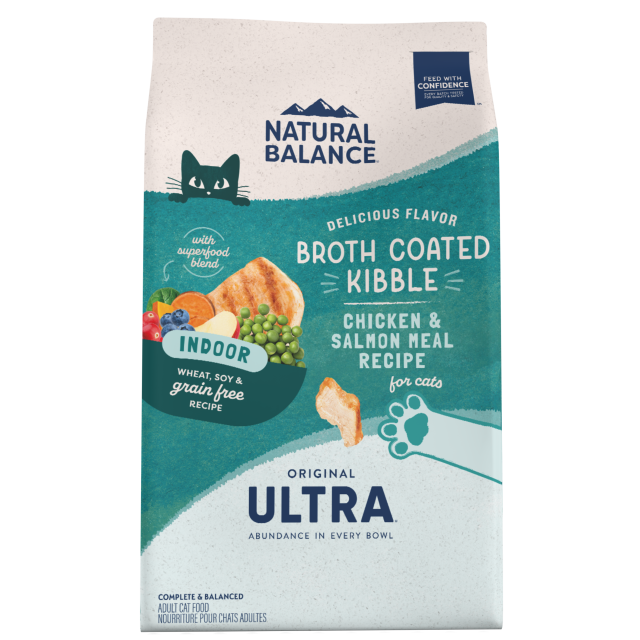 Front Packaging of Natural Balance® Original Ultra® Indoor Grain Free Chicken & Salmon Meal Recipe Dry Cat Food