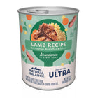 Front can of Natural Balance Original Ultra Lamb Canned Recipe Dog Wet 13oz Abundance in every bowl